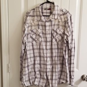 Men's Red Snap western shirt XL